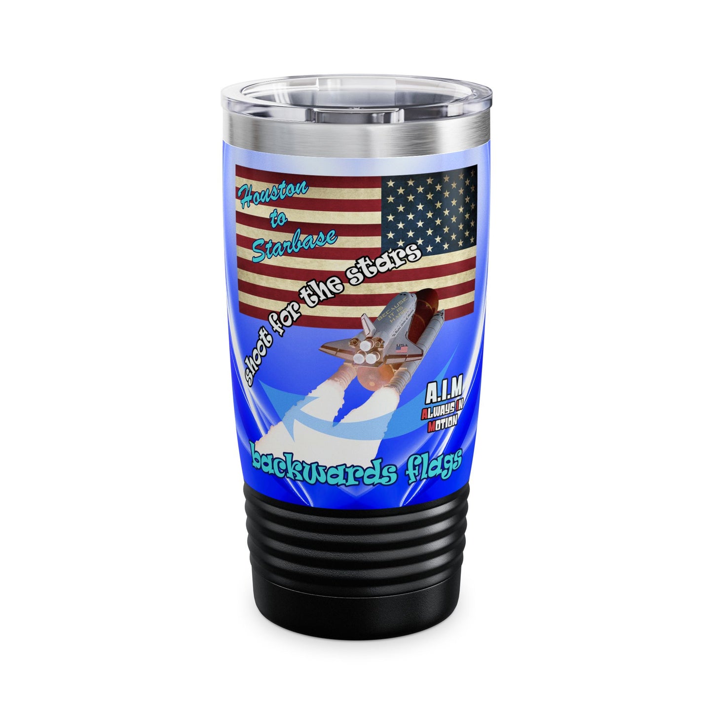 shoot for the stars - Ringneck Tumbler, 20oz (blue-white wave)