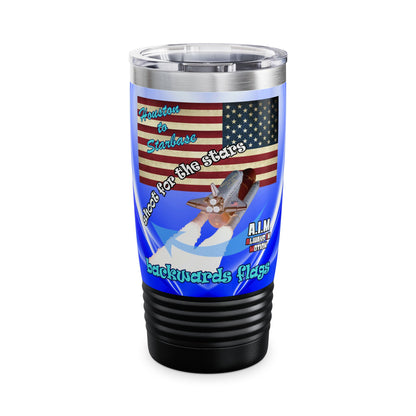 shoot for the stars - Ringneck Tumbler, 20oz (blue-white wave)