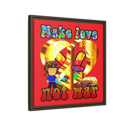 love peace - framed canvas art (red)