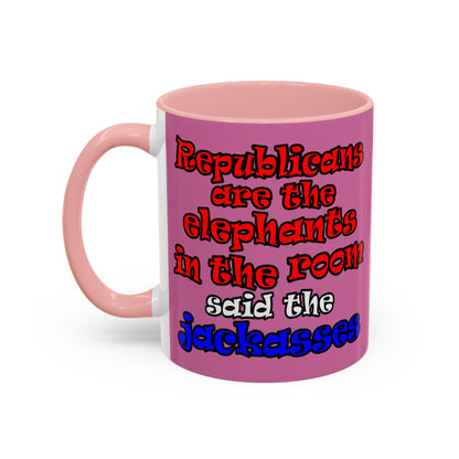 donkeys and elephants - Accent Mug (light pink)