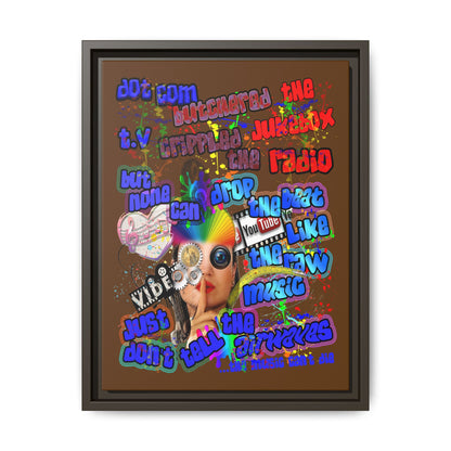 drop the beat - framed canvas art (brown)