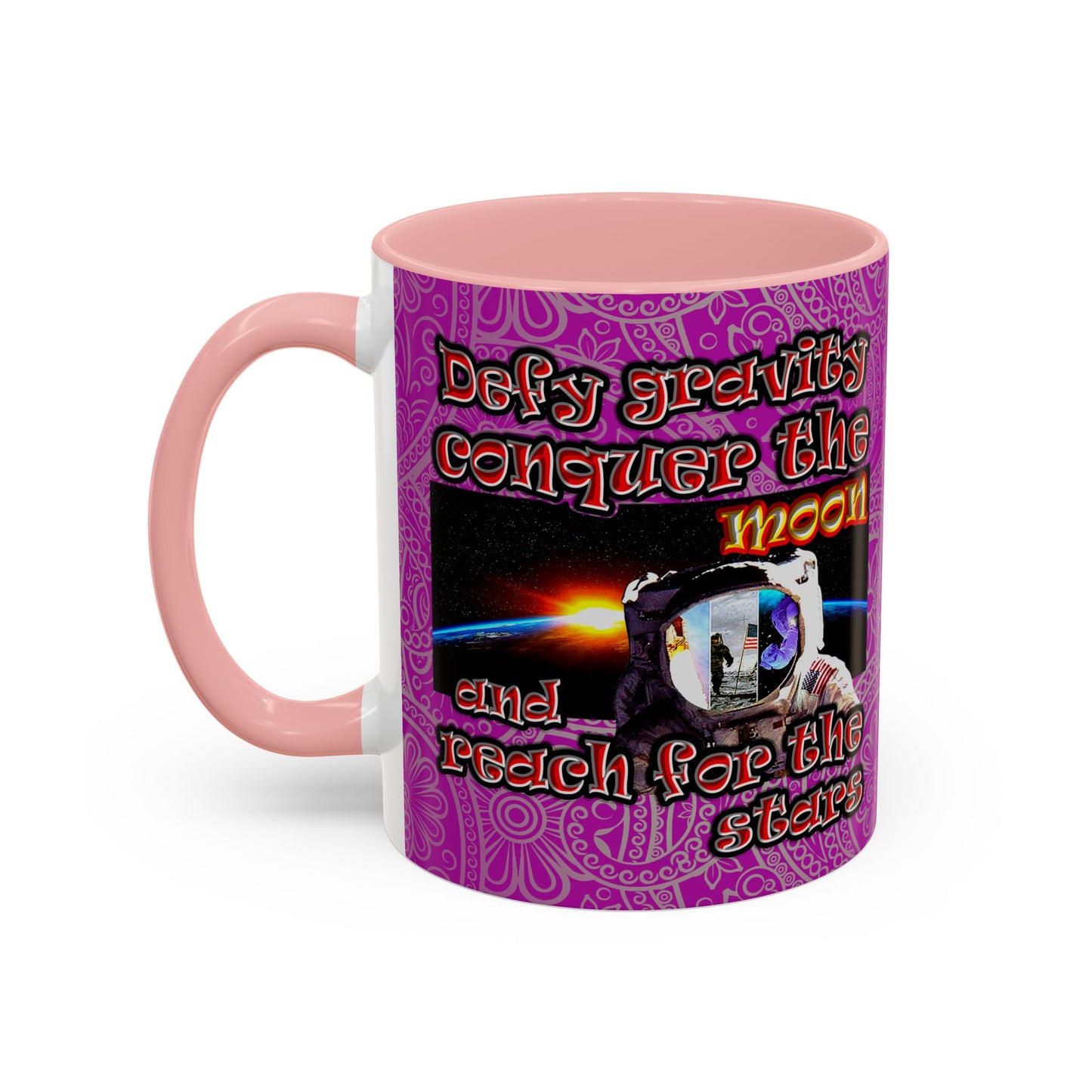defy conquer reach - Accent Mug (pink swirl)