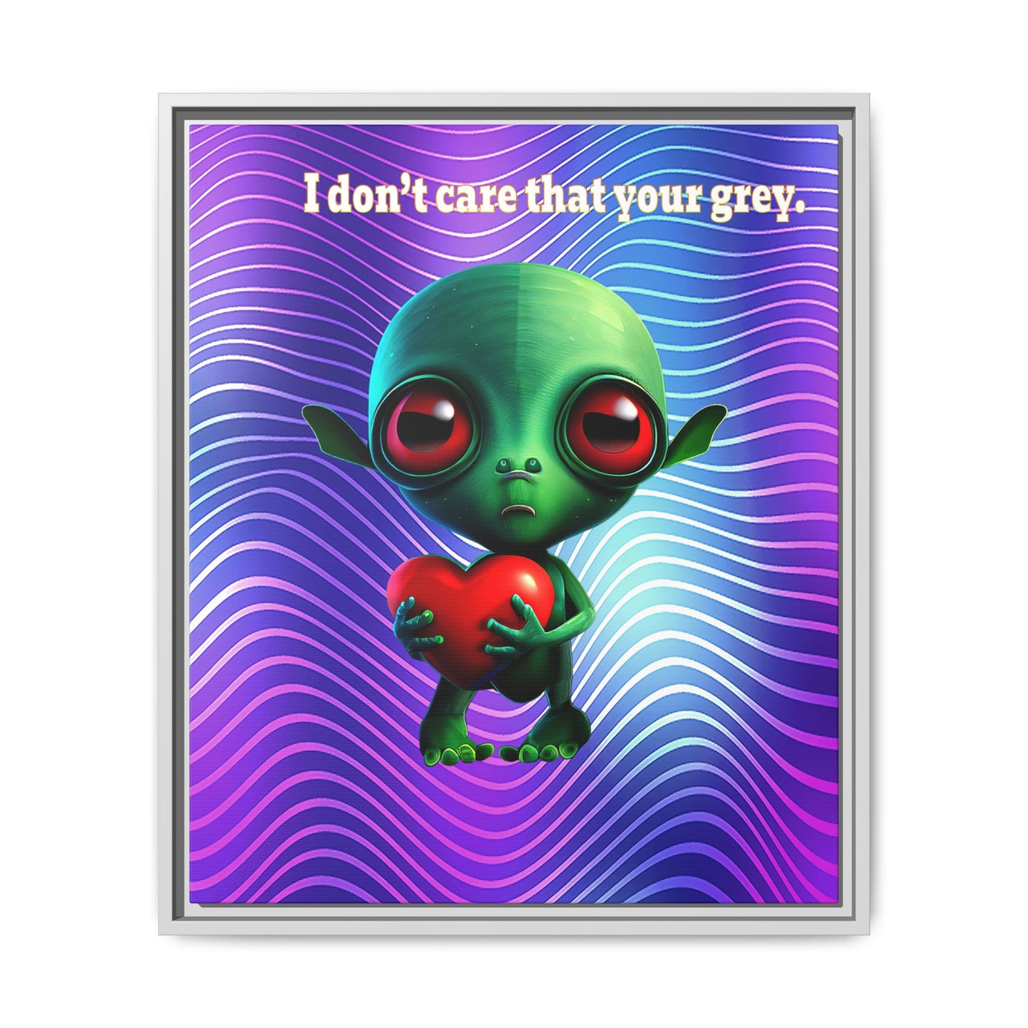 I don't care that your grey - framed canvas art (purple wave)