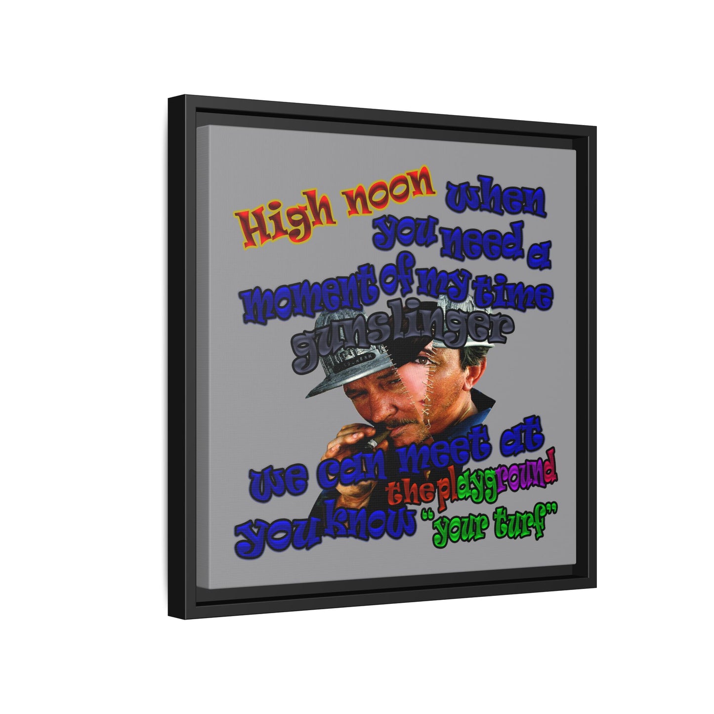 high noon - framed canvas art (grey)