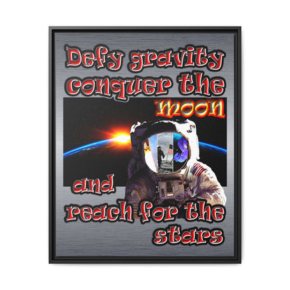 defy conquer reach - framed canvas art (brushed nickel)