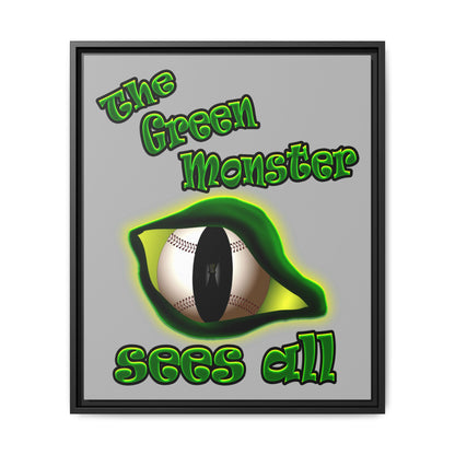 green monster - framed canvas art (light grey)