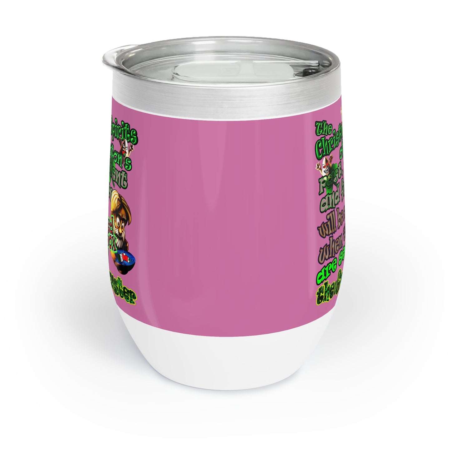 christmas spirits of boston - Chill Wine Tumbler (light pink)
