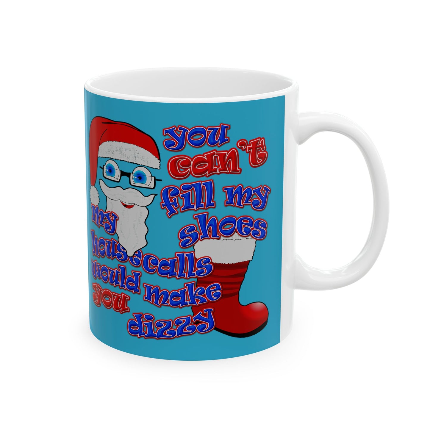 santa's shoes - White Mug (turquoise)