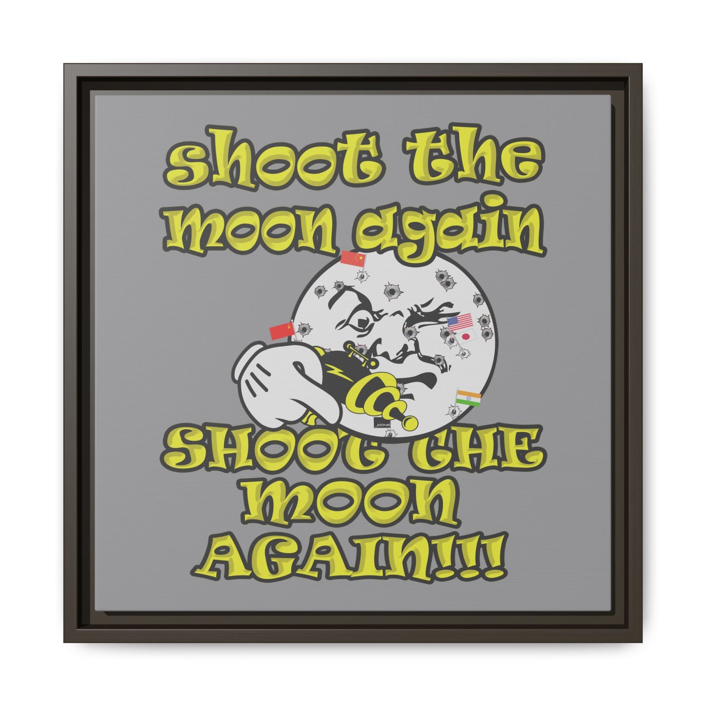 shoot the moon again - framed canvas art (grey)