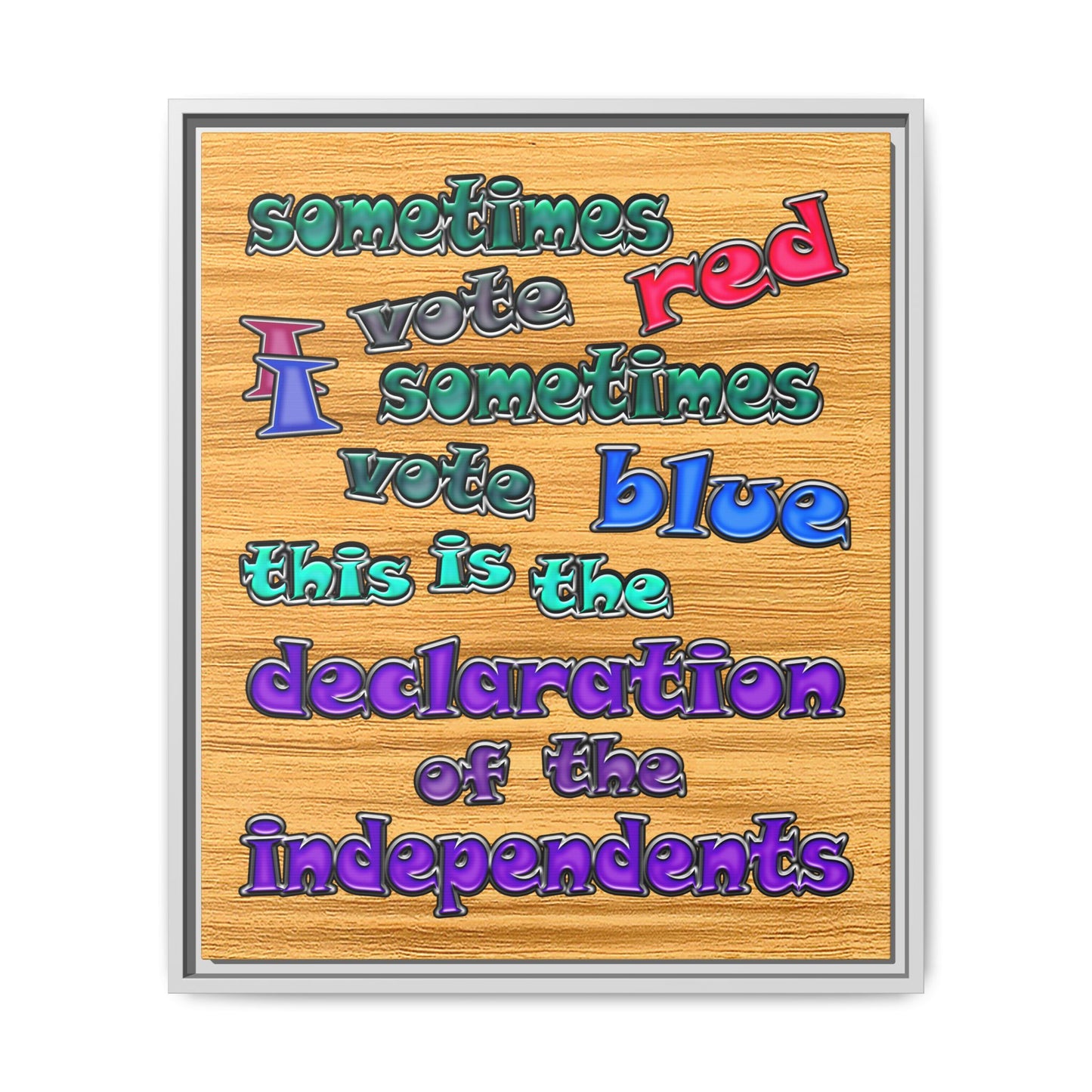 declaration of the independents - framed canvas art (butterscotch wood finish)