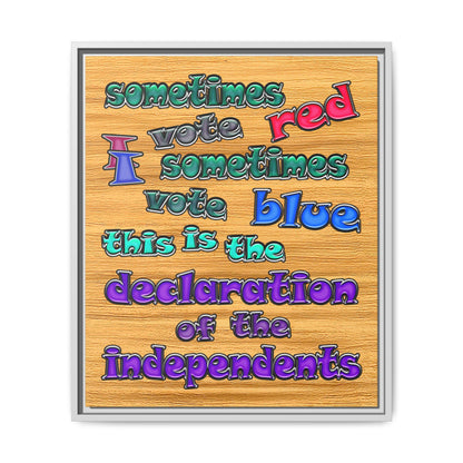 declaration of the independents - framed canvas art (butterscotch wood finish)