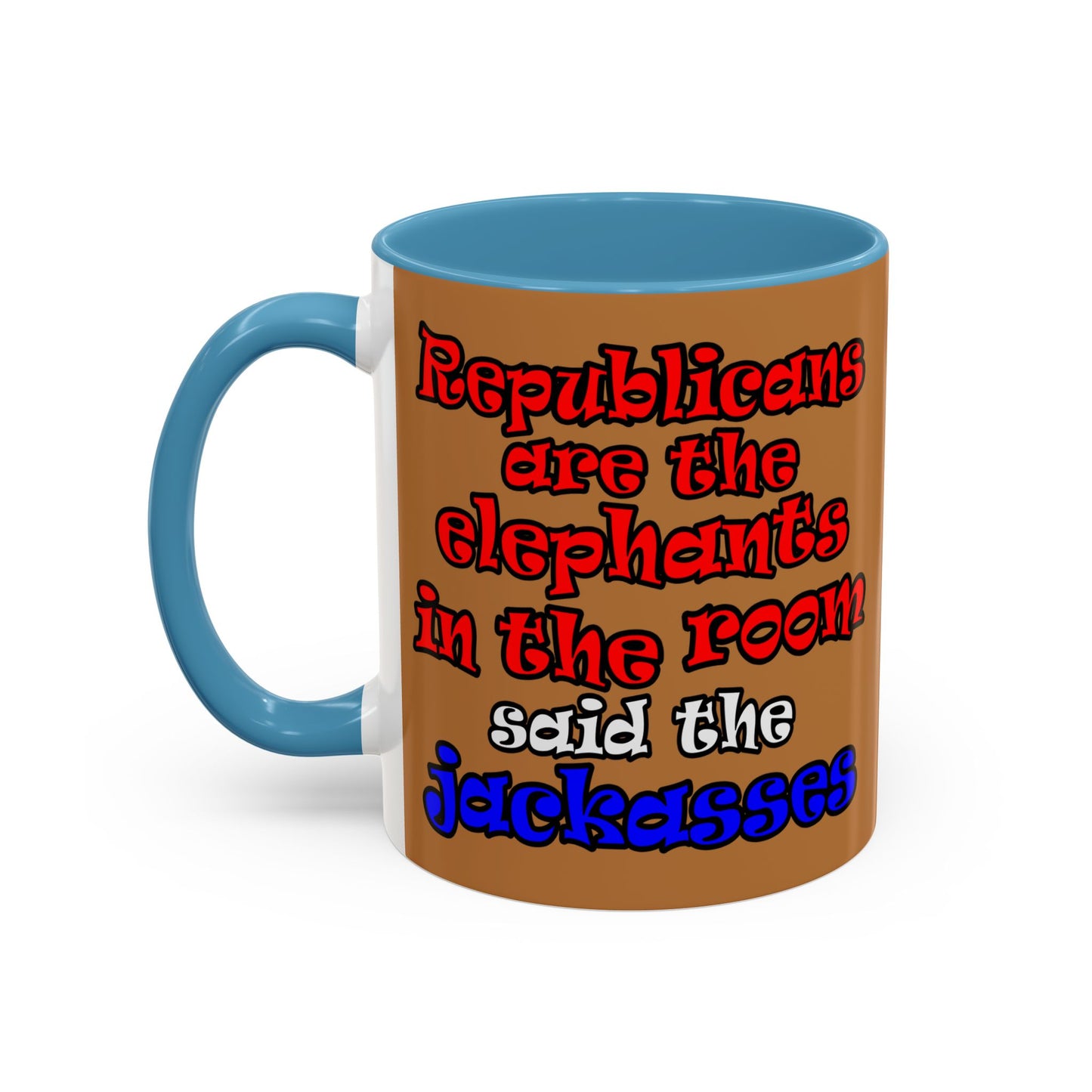 donkeys and elephants - Accent Mug (light brown)