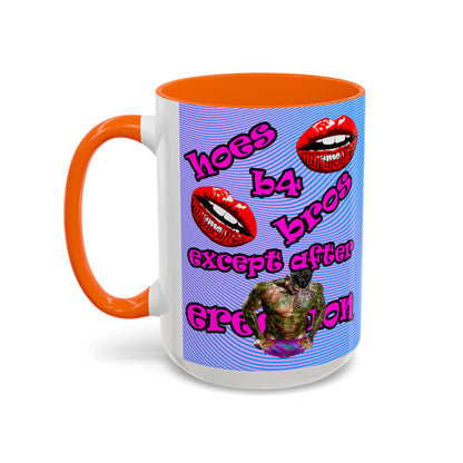 hoes b4 bros - Accent Mug (light blue-purple wave)