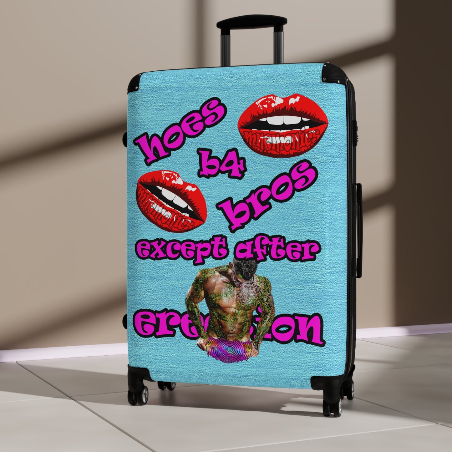 hoes b4 bros - Suitcase (faded blue)