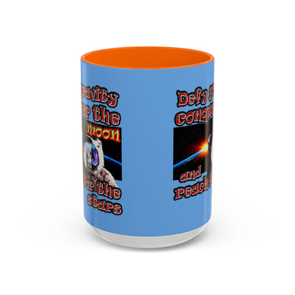 defy conquer reach - Accent Mug (light blue)