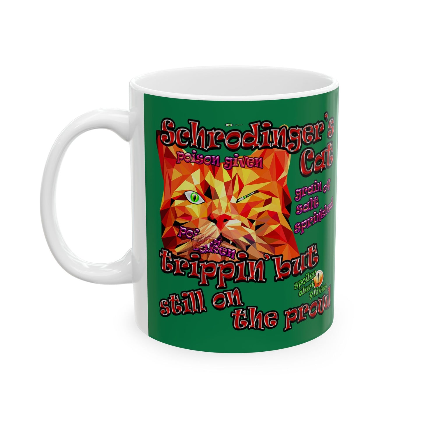 schrodinger's cat - White Mug (dark green)