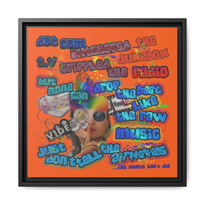 drop the beat - framed canvas art (orange)