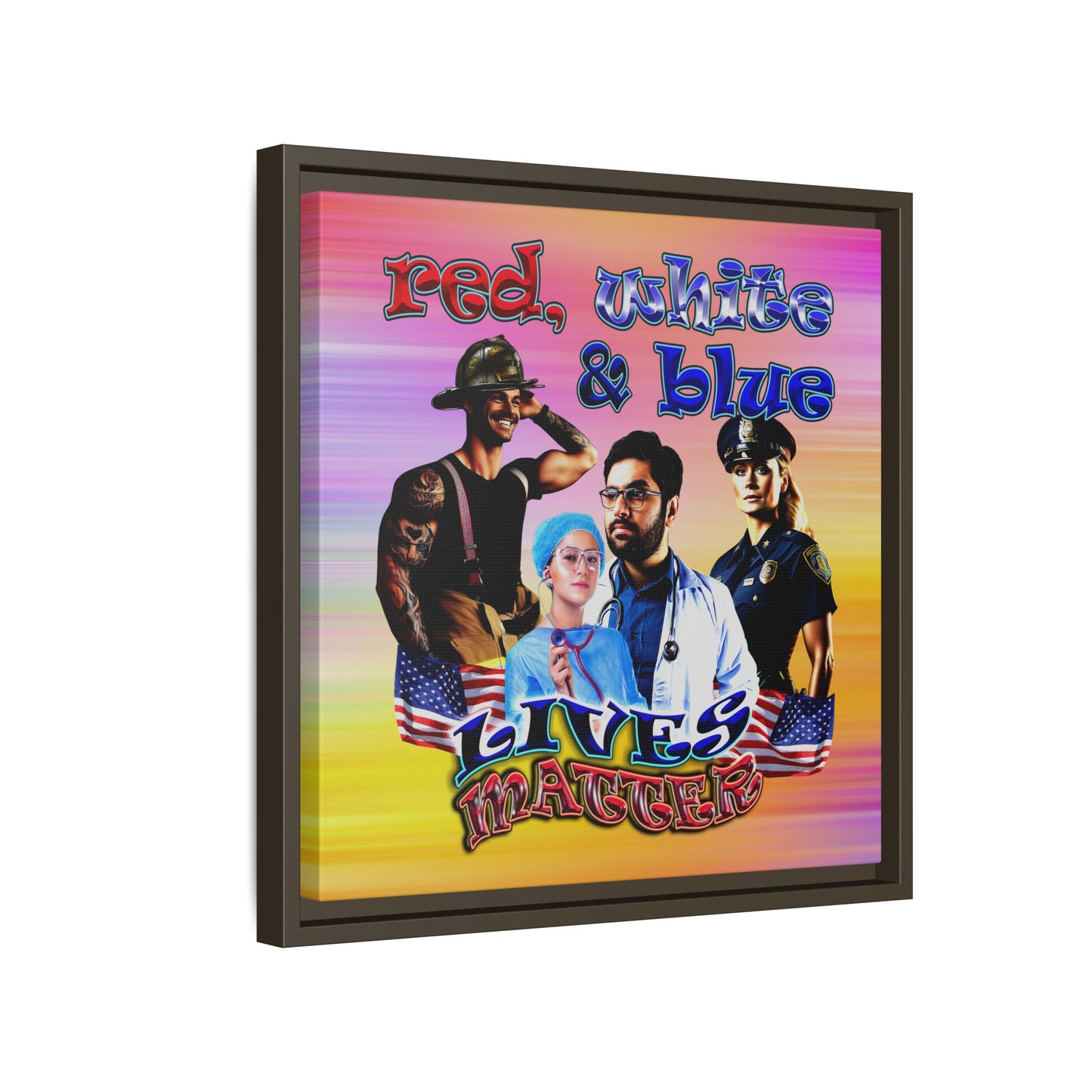 rw&b lives matter - framed canvas art (color blur)
