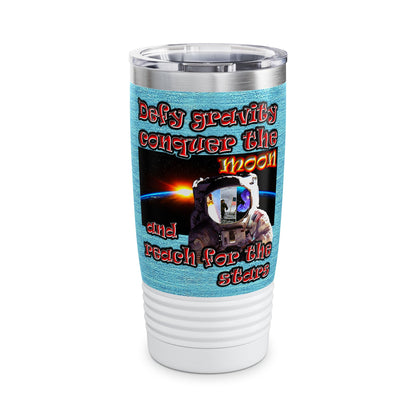 defy conquer reach - Ringneck Tumbler, 20oz (faded blue)