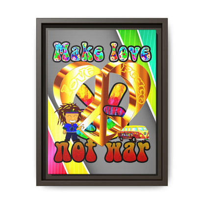 love peace - framed canvas art (rainbow split)