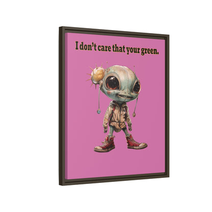 I don't care that your green - framed canvas art (light pink)