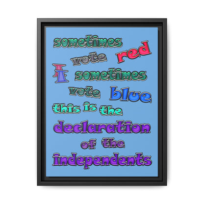 declaration of the independents - framed canvas art (light blue)