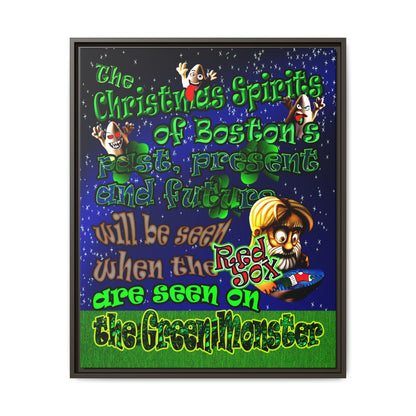 christmas spirits of boston - framed canvas art ('snoops' background)