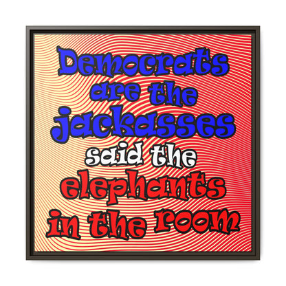 donkeys and elephants - framed canvas art (yellow-orange wave)