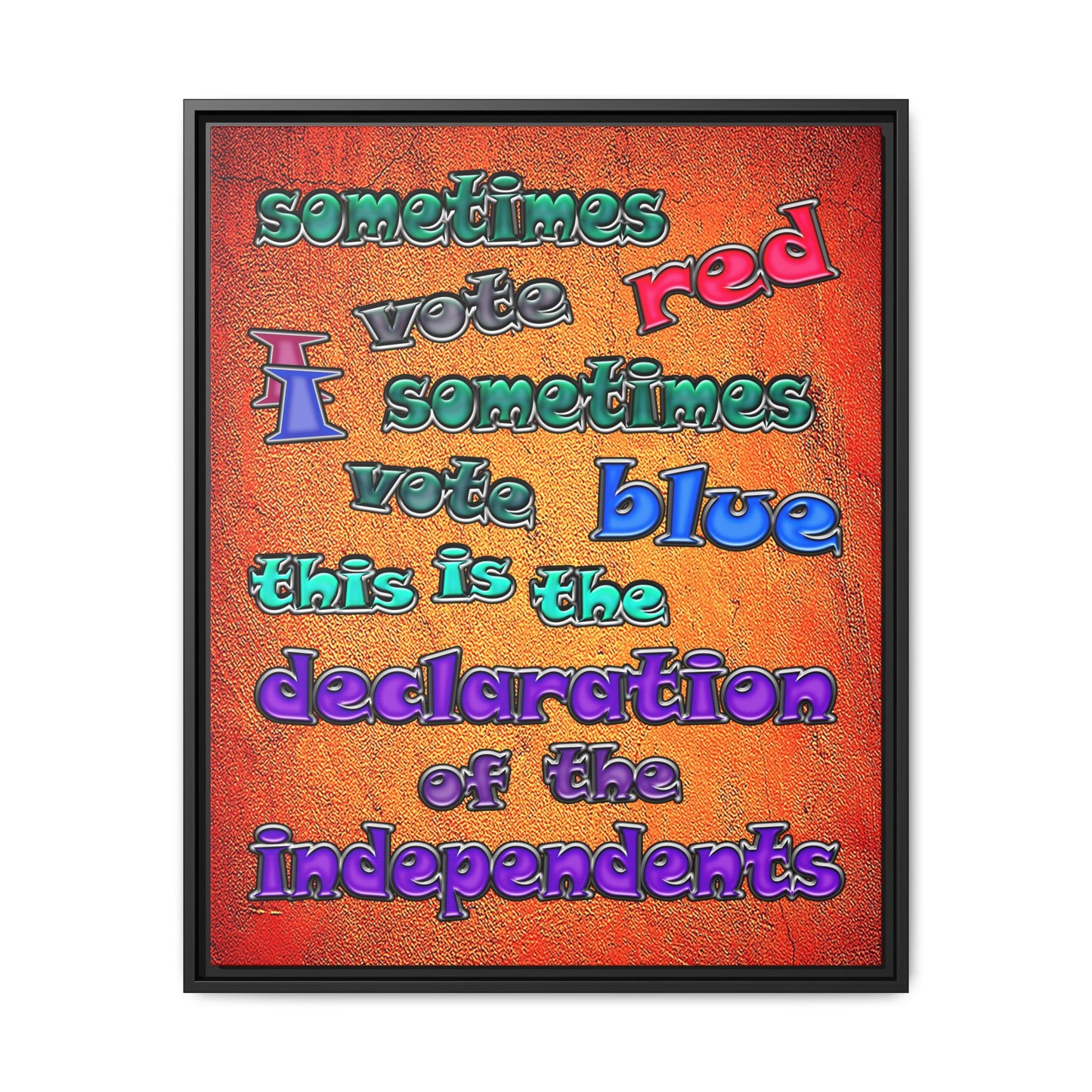 declaration of the independents - framed canvas art (burnt orange)