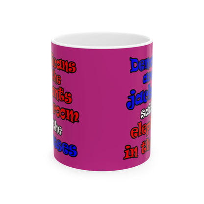 donkeys and elephants - White Mug (pink)