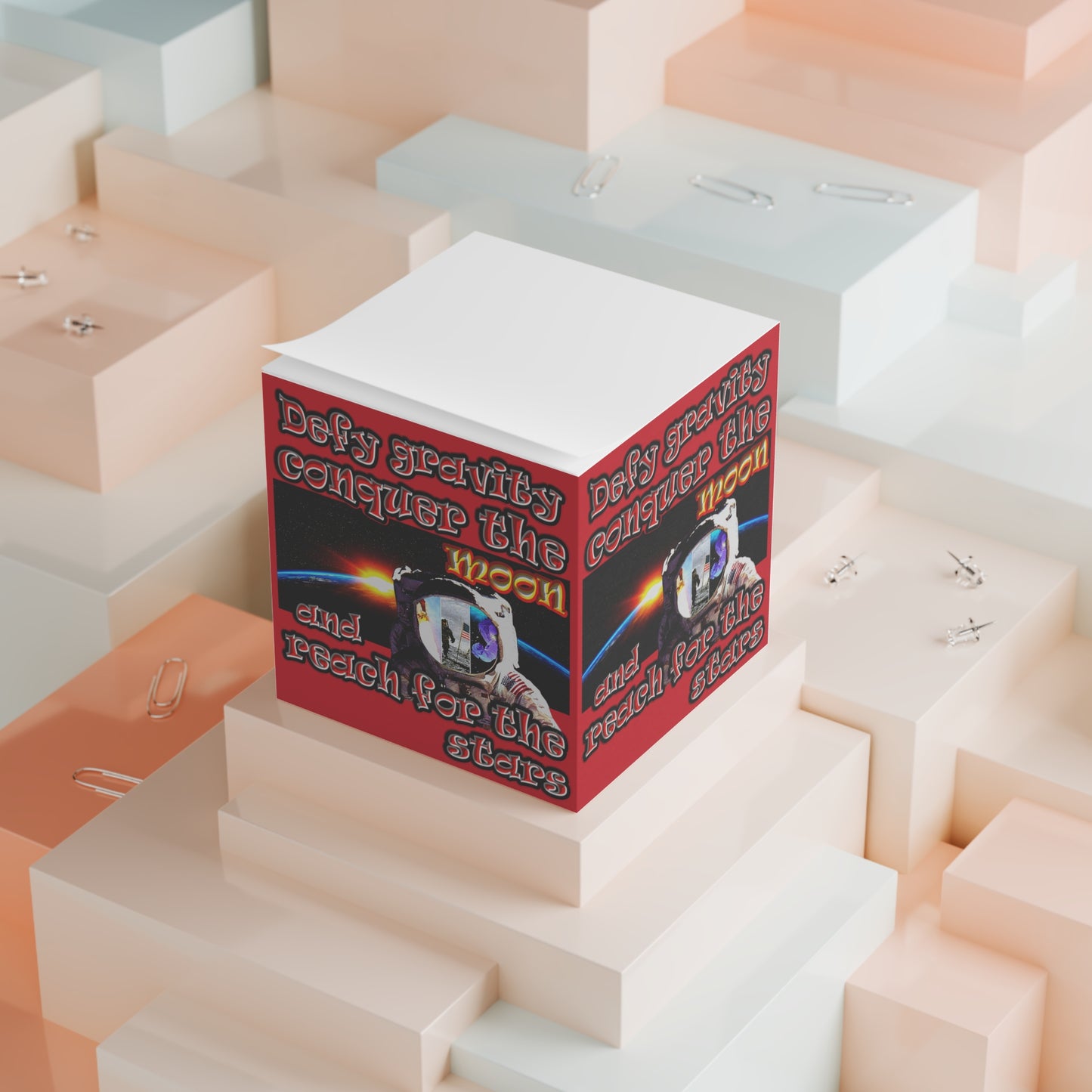 defy conquer reach - note cube (dark red)