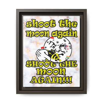 shoot the moon again - framed canvas art (white marble)
