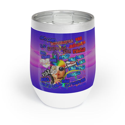 drop the beat - Chill Wine Tumbler  (purple-pink wave)