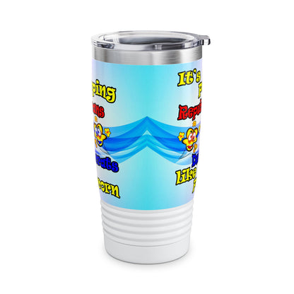 popping like popcorn - Ringneck Tumbler, 20oz (light blue-pink wave)