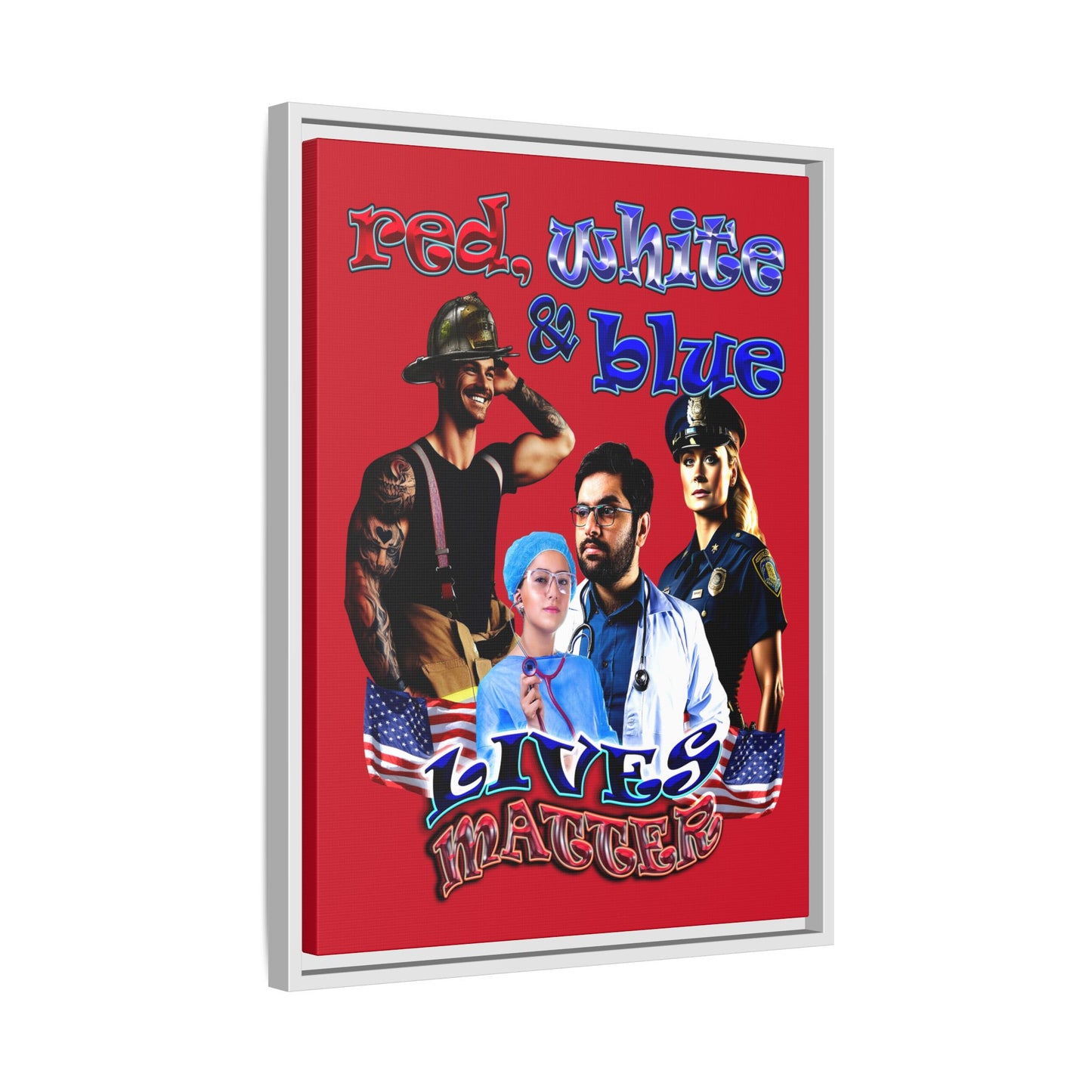 rw&b lives matter - framed canvas art (dark red)