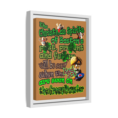 christmas spirits of boston - framed canvas art (light brown)