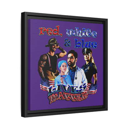 rw&b lives matter - framed canvas art (purple)