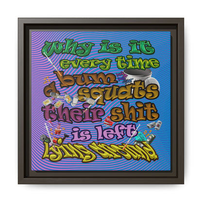the bum's shit - framed canvas art (light blue-purple wave)
