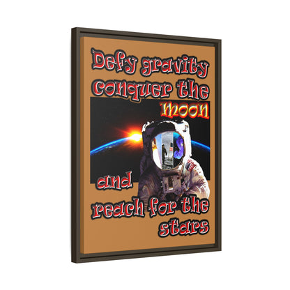 defy conquer reach - framed canvas art (light brown)