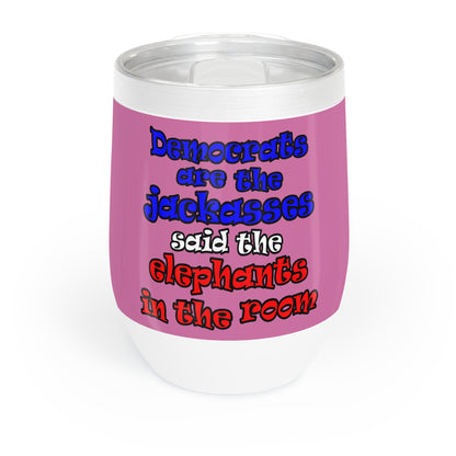 donkeys and elephants - Chill Wine Tumbler (light pink)
