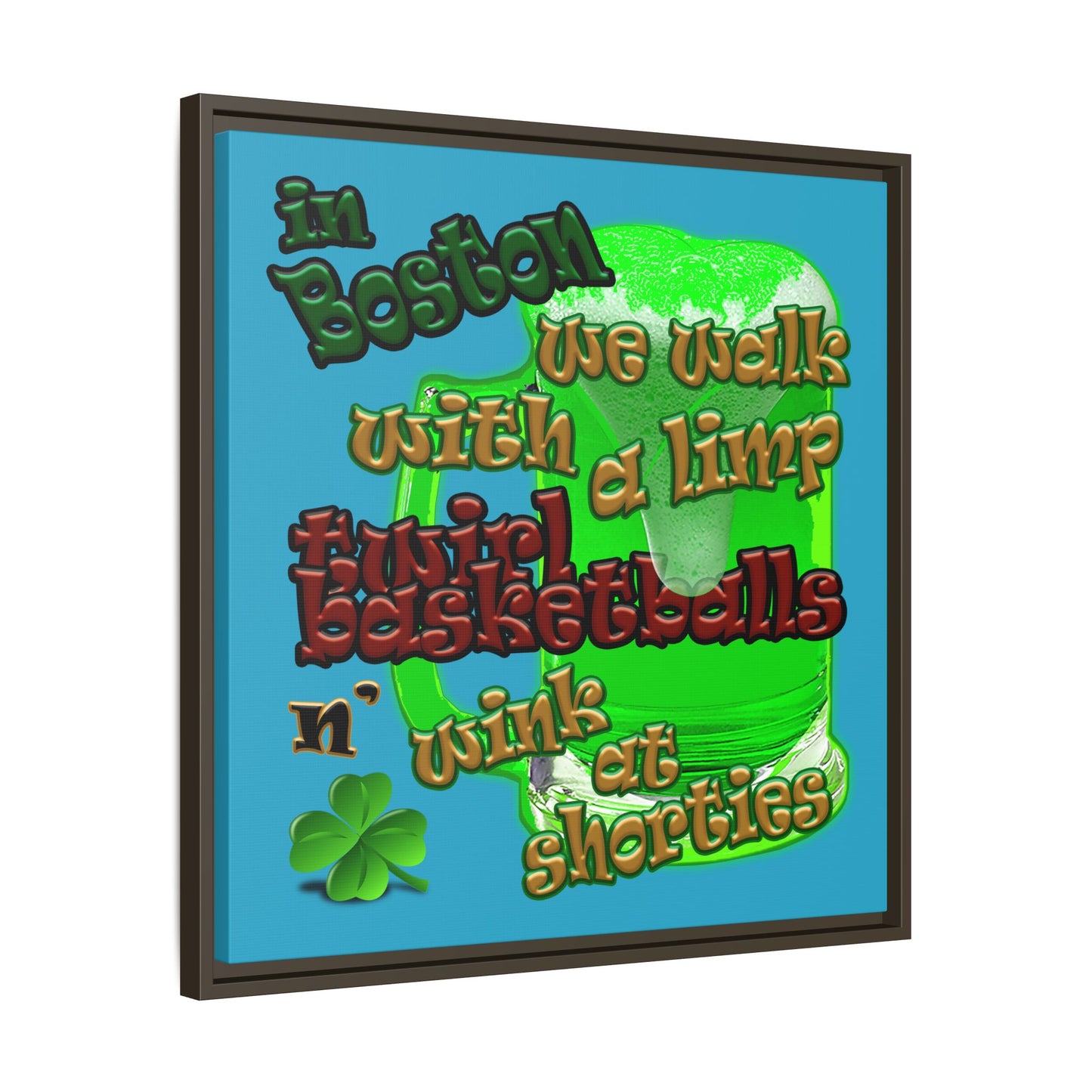 celtics logo - framed canvas art (turquoise)