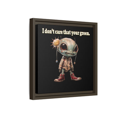 I don't care that your green - framed canvas art (black)