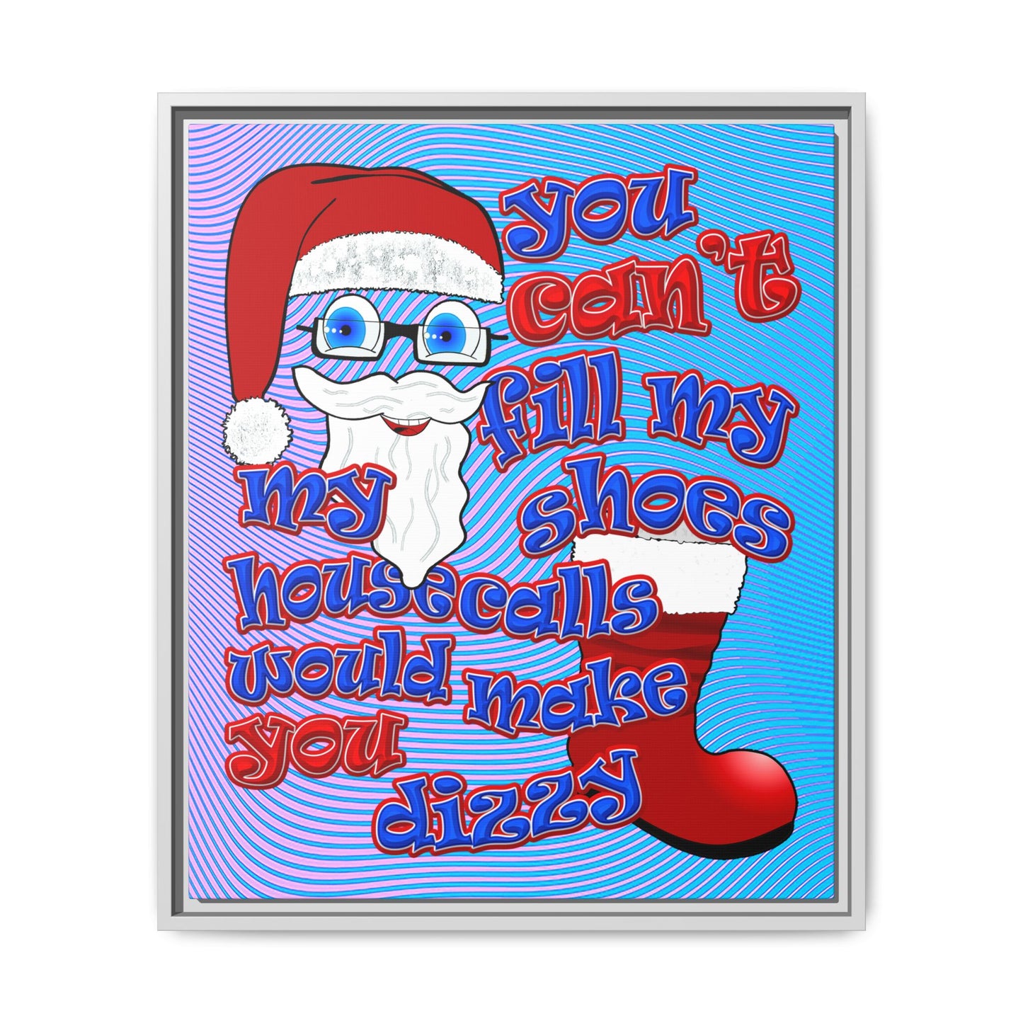 santa's shoes - framed canvas art (light blue-purple wave)