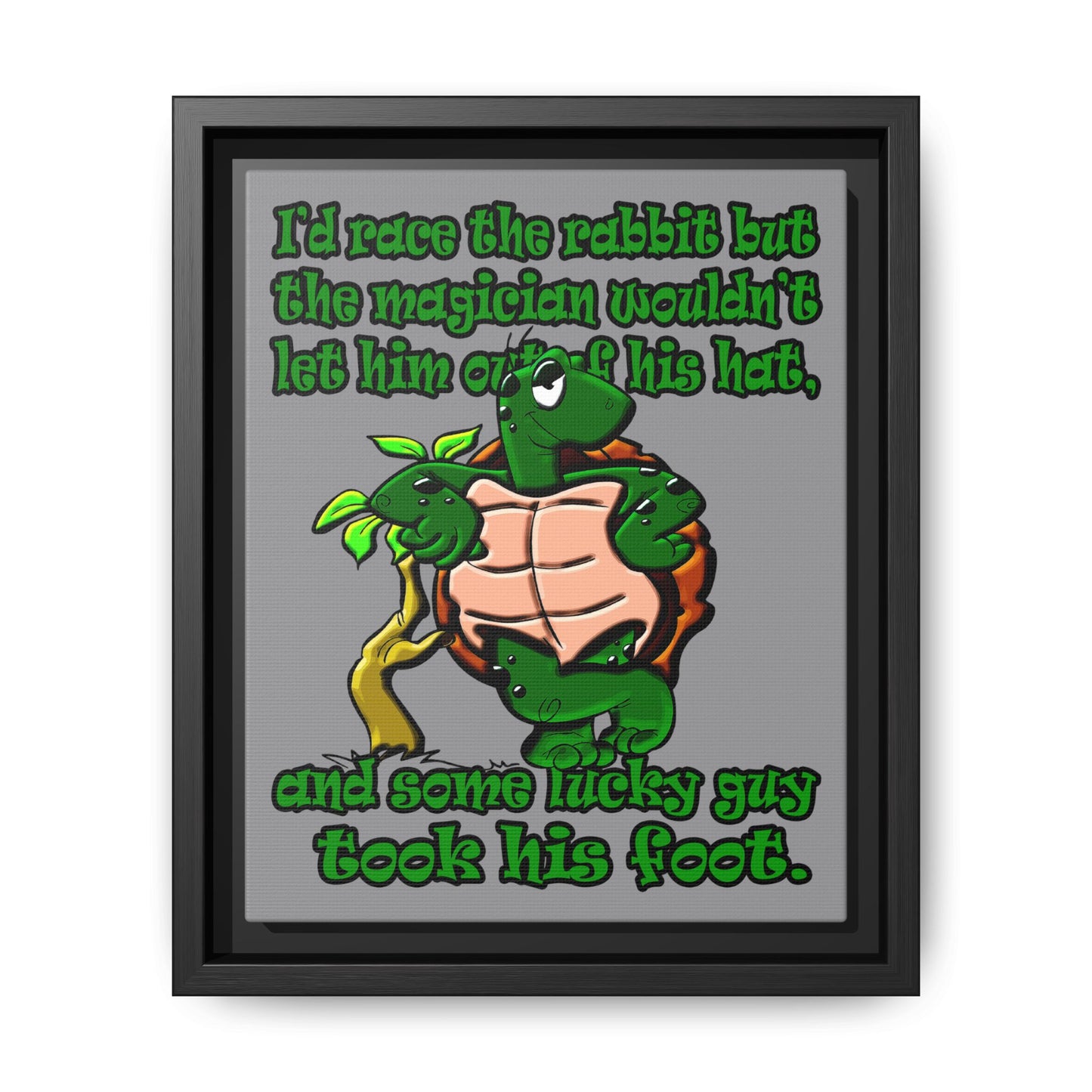 turtle race - framed canvas art (grey)