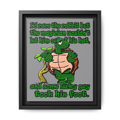 turtle race - framed canvas art (grey)