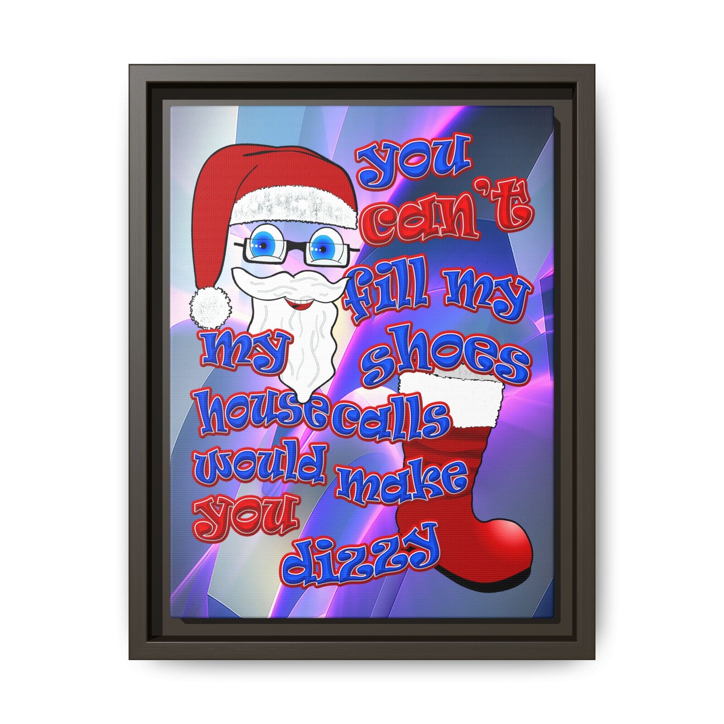 santa's shoes - framed canvas art (grey-pink wave)