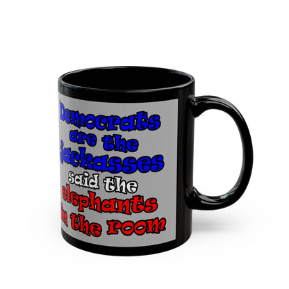 donkeys and elephants - Black Mug (light grey)