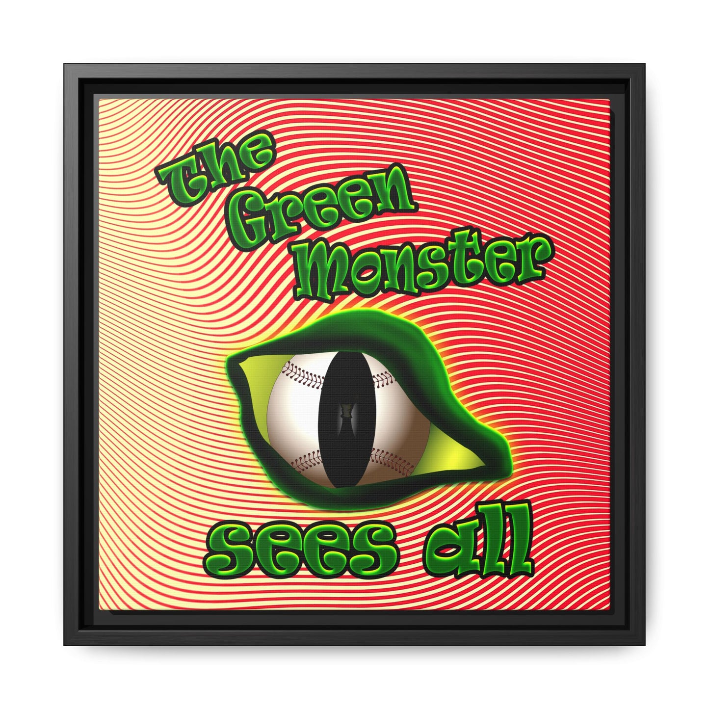 green monster - framed canvas art (yellow-orange wave)