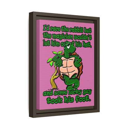 turtle race - framed canvas art (light pink)