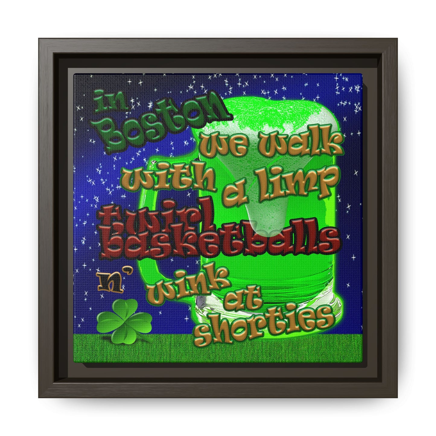 celtics logo - framed canvas art ('snoops' background)